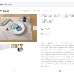 Like new 5 ModernTwist Jardin Placemats white w/ silver or gray made in France